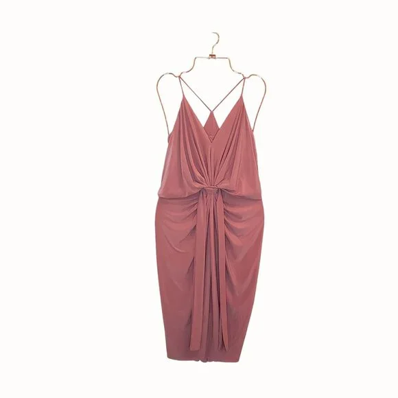 MISA Los Angeles Domino Draped Mini Dress Womens XS Blush Rose Warm Weather Glam - Picture 16 of 16